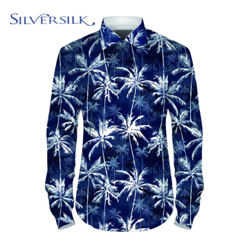 Hawaiian style palm tree print printing shirts